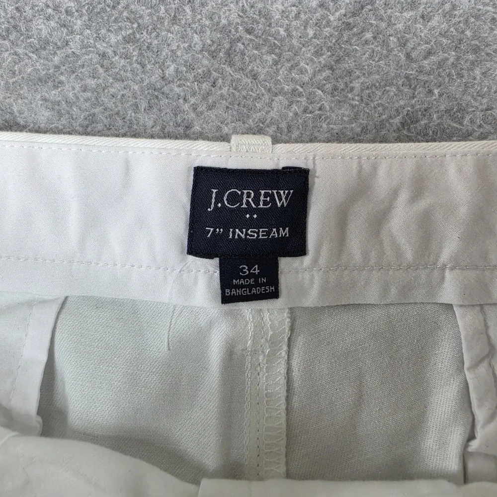 J. Crew 7 Inch Inseam Chino Shorts Men's Size 34 White Classic Fit NWT  $70